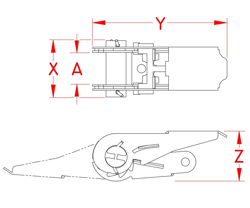 Stainless Steel Ratchet Buckle, 1', 1-1/2